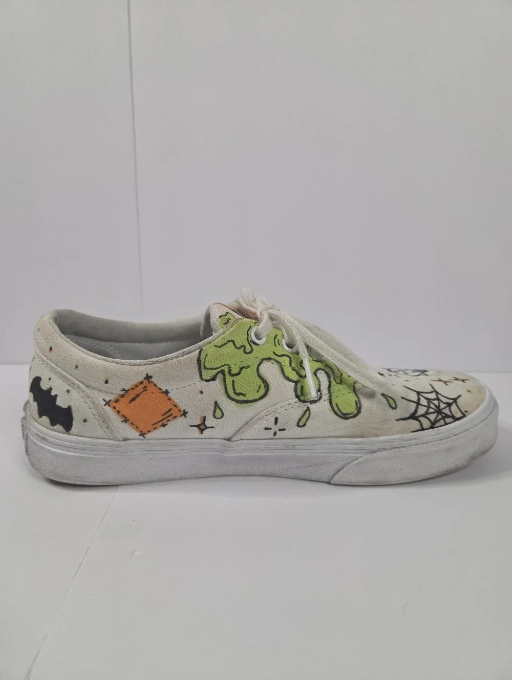 Custom DIY Halloween Hand Painted Vans Size 9 Slime Ghosts Spooky Upcycle